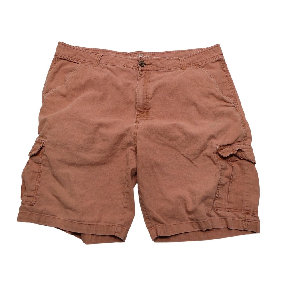Paradise Collection Shorts Mens‎ 40 Rust Linen Blend Cargo Pockets Casual Summer